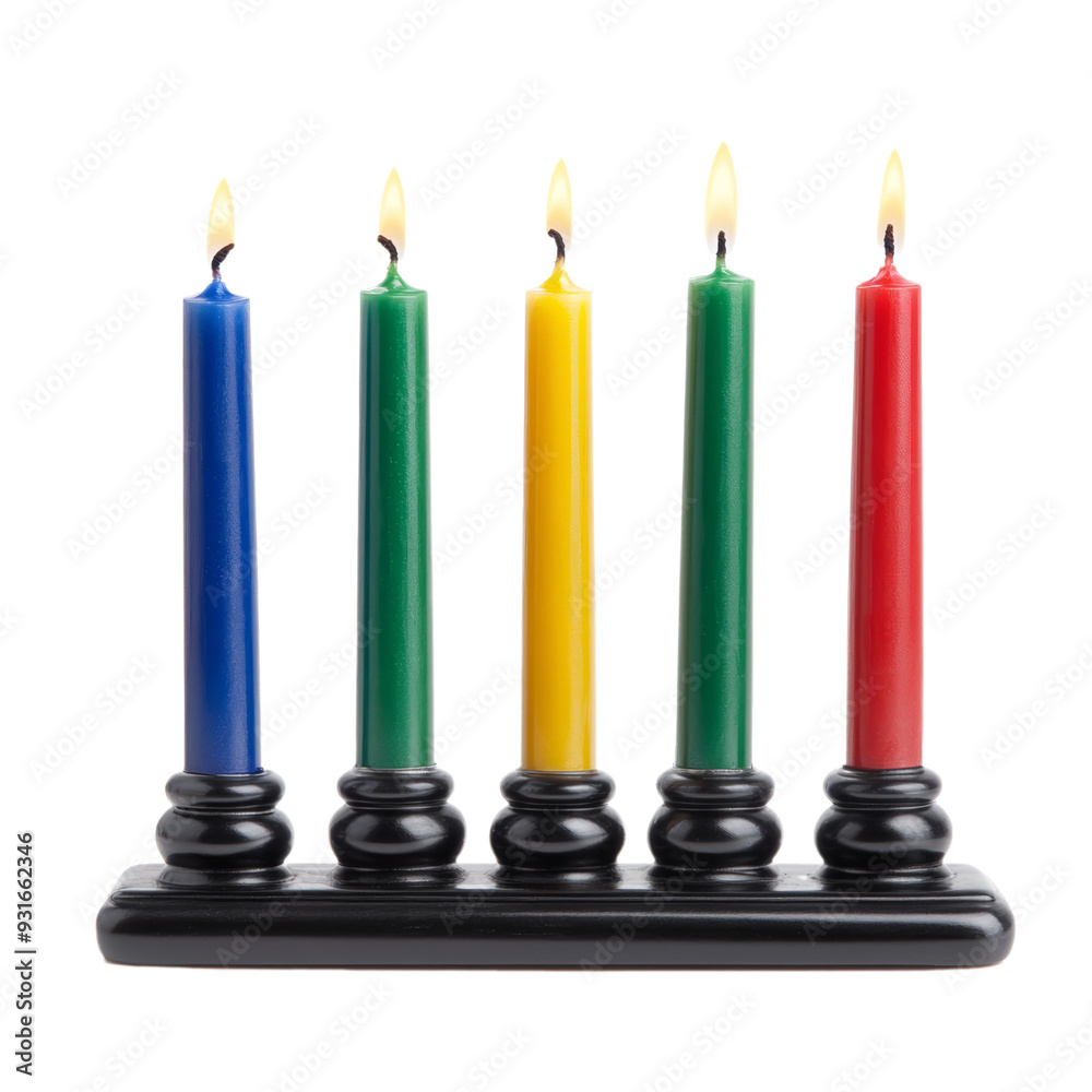 Canvas Prints Kinara candle holder with seven colorful candles isolated on transparent background Kwanzaa celebration centerpiece 