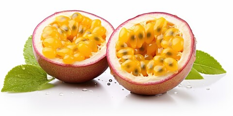 Fresh Passion Fruit with Leaves