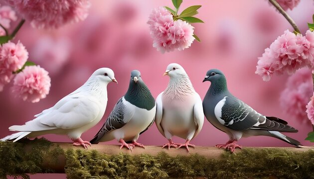 pigeon on the pink background gardan