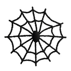 Obraz premium Spindly Halloween spider web with intricate details glistening against transparent background eerie decoration 