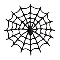 Obraz premium Spindly Halloween spider web with intricate details glistening against transparent background eerie decoration 