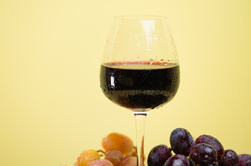 wine glass with grapes