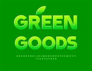 Vector healthy concept Green Goods with gradient color Font. Set of creative Alphabet Letters and Numbers