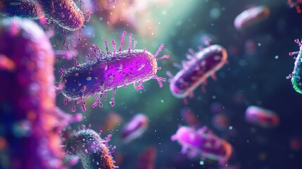 Bacterial colonies are observed at high magnification, showcasing their complex structures and vibrant colors in a laboratory setting