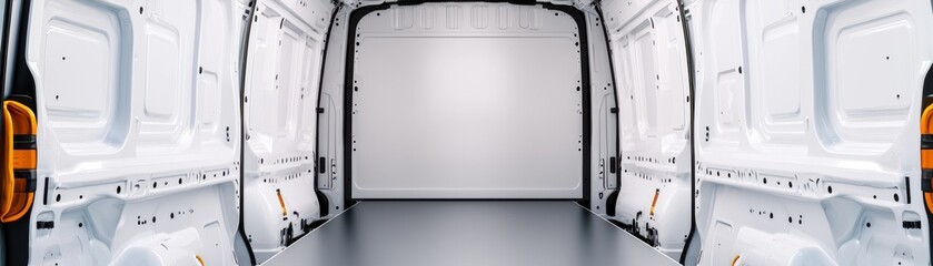 Spacious cargo van interior with empty walls, ideal for transporting goods or equipment efficiently and safely.