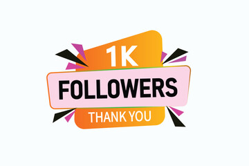 thank you 1K followers  vector illustration social media post  subscribers or followers animation design banner 
