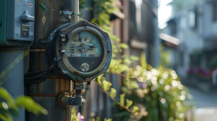 Electric power meter measuring power usage watt hour electric meter measurement tool at pole outdoor electricity for use in home appliance monitor the homes electrical energy consumption