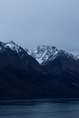 Fototapeta premium Beautiful mountain range with snowy peaks.