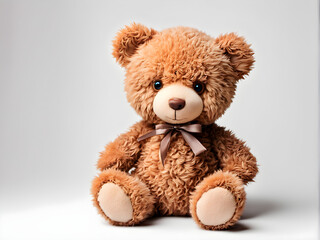 Fototapeta premium Cute brown teddy bear on white background