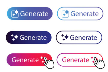 Generated button vector for artificial intelligence generating applications. design search button generate text miracle.