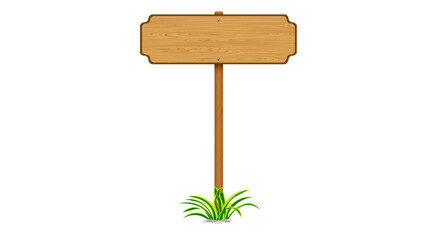 blank wooden road sign on the white background	