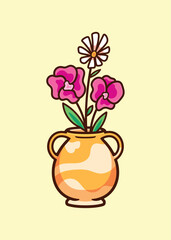 Flower bouquet in vase Cartoon Vector Illustration