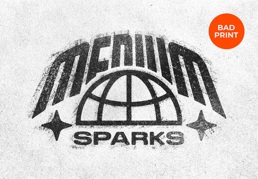 Bad Print Text And Logos Effect Mockup