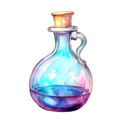 Enchanting Watercolor Potion Bottle on White Background