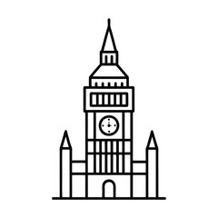 Obraz premium big ben tower icon over white background, line style, vector illustration