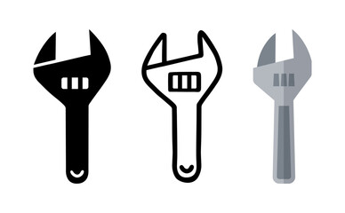 Set of Adjustable wrench cartoon doodle, Vector, Illustration.