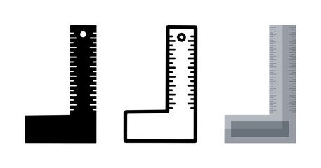 Set of Square ruler cartoon doodle, Vector, Illustration.