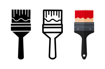 Set of Paint brush cartoon doodle, Vector, Illustration.