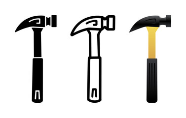 Set of Hammer cartoon doodle, Vector, Illustration.