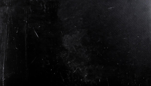 White scratches and dust on black background. Old dirty glass.