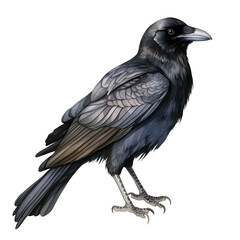 Fototapeta premium Majestic Raven Amidst Monochrome Elegance - Striking Depiction of a Captivating Avian Predator