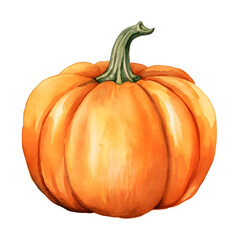Obraz premium Vibrant Watercolor of Jack-o'-Lantern Pumpkin on White Background