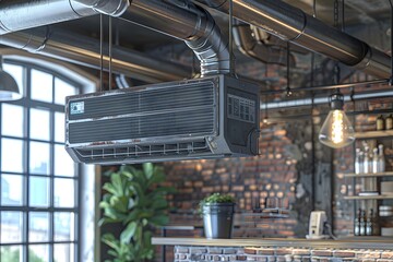Fototapeta premium Air conditioner on ceiling in loft interior