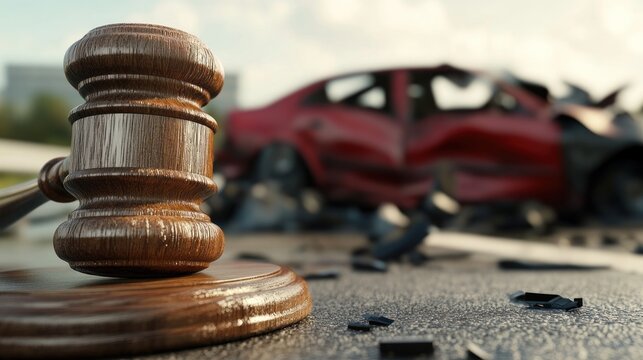 Gavel and a Crashed Car
