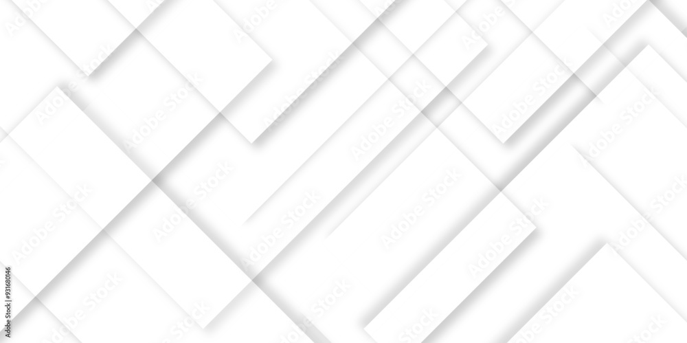 Aufkleber Abstract white background with diamond and triangle shapes layered in modern abstract pattern design.Grey white abstract square background geometry shine and layer element vector for presentation.	