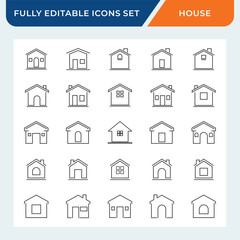 house line icon set. home symbol collection with editable vector stroke