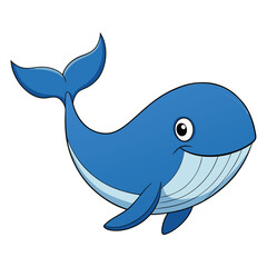 cute whale on white background. animal cartoon vector illustration