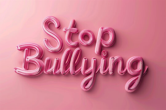 Stop Bullying. Anti-bullying day illustration on pink background.