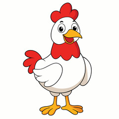 cute chicken on white background. animal cartoon vector illustration