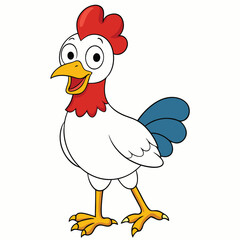 cute chicken on white background. animal cartoon vector illustration