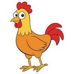 cute chicken on white background. animal cartoon vector illustration