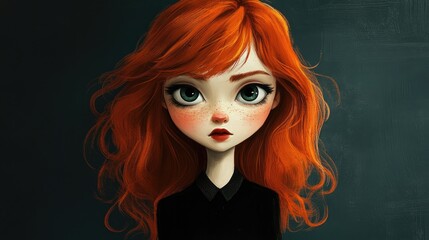 Obraz premium A Gloomy Beautiful Redhead Character