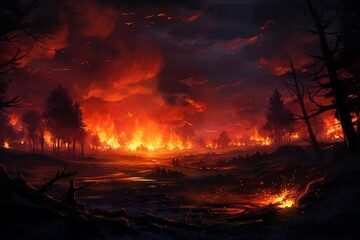 Against backdrop sunset glowing fire background pictur