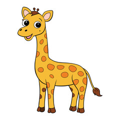 Fototapeta premium cute giraffe on white background. animal cartoon vector illustration