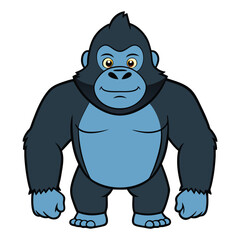 cute gorilla on white background. animal cartoon vector illustration