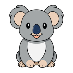 cute koala on white background. animal cartoon vector illustration
