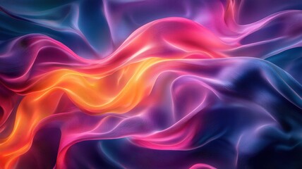 Obraz premium Vibrant abstract fabric waves of pink, orange, and blue showcasing light and movement, perfect for artistic backgrounds.
