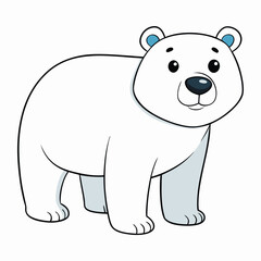 cute polar bear on white background. animal cartoon vector illustration