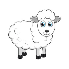 cute sheep on white background. animal cartoon vector illustration
