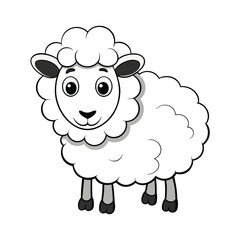 cute sheep on white background. animal cartoon vector illustration