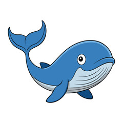 cute whale on white background. animal cartoon vector illustration