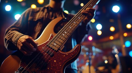Obraz premium Bassist Performance on Stage