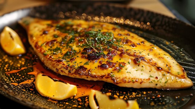 Grill turbot fish