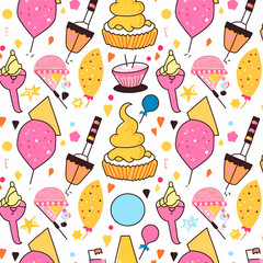 Birthday party time seamless pattern vector image