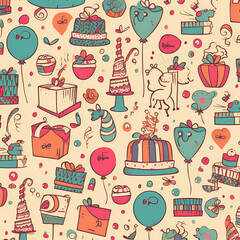 Birthday party time seamless pattern vector image