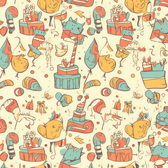 Birthday party time seamless pattern vector image